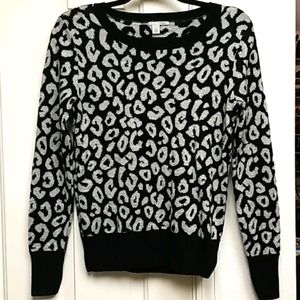 Silver Leopard Print Sweater, halogen shirt blouse